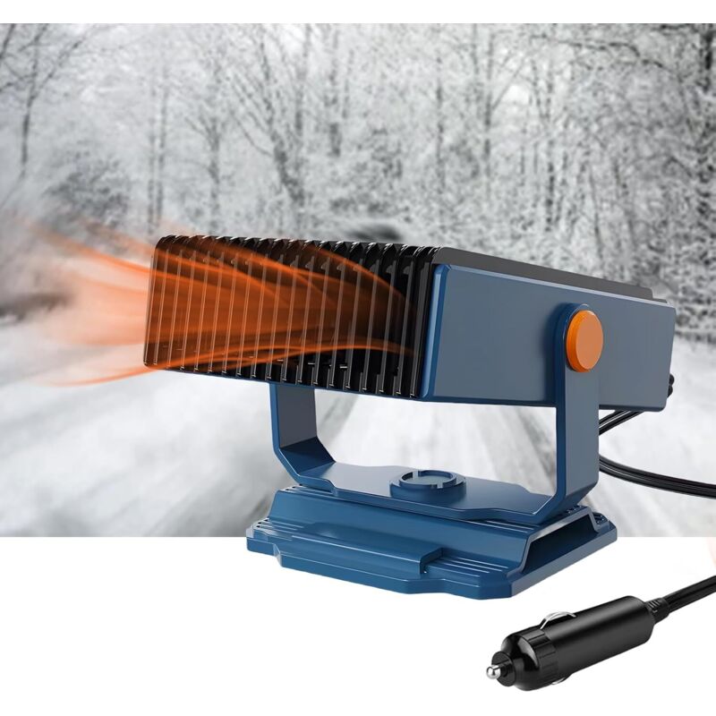 12 V 150 W Autoheizung Entfroster Mit Halterung Und Saugnapf, Tragbarer Scheibenentfroster, 2-in-1 Heizung Und Kühlung, Autolüfter Mit Zigarettenanzündersteckdose (blau)