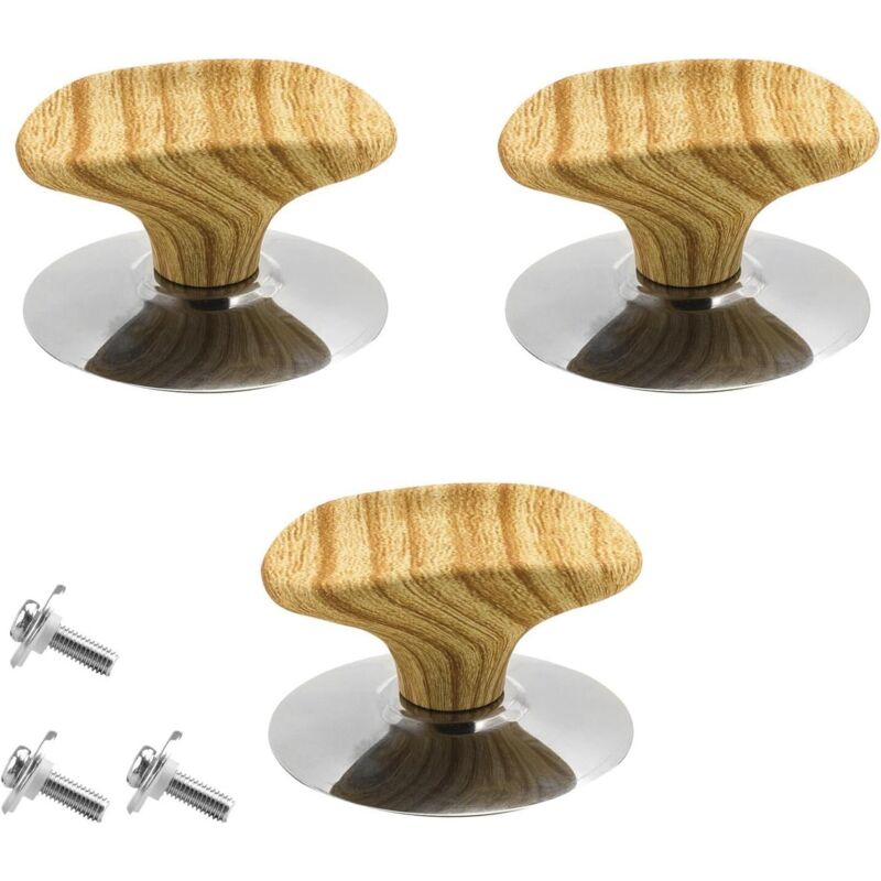 3-teilige Holzfarbene Deckelknöpfe, Hitzebeständige Topfdeckelgriffe, Deckel Für Pfannen, Bratpfannen, Öltöpfe Und Suppentöpfe