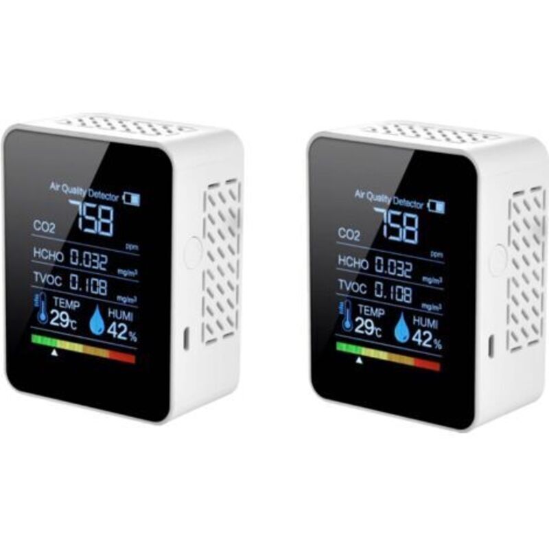 5-in-1-kohlendioxid-detektor – Innenraum-luftqualitätsmonitor Co2 – Lcd-anzeige – Echtzeiterkennung – Kompaktes Design