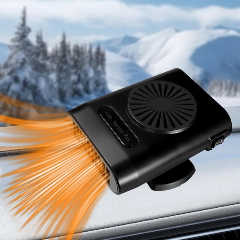Heizung Für Autos, Tragbarer 12-v-200-w-scheibenenteiser, Schnellheiz- Und Kühlgebläse, 360-grad-drehbare Scheibenheizung Mit Zigarettenanzünderstecker
