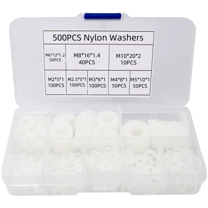 Nylon-distanzscheiben Aus Kunststoff, Rund, M2 M2.5 M3 M4 M5 M6 M8 M10, Flache Unterlegscheiben, 500 Stück