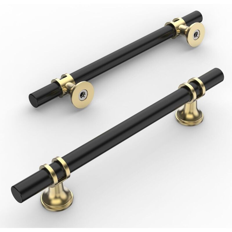 10 Stück Möbelgriffe Küche Schwarz-gold 128mm Legierung Gold Griffe Möbel Mit Schrauben, Für Büros, Schubladen, Schränke, Kleiderschrank