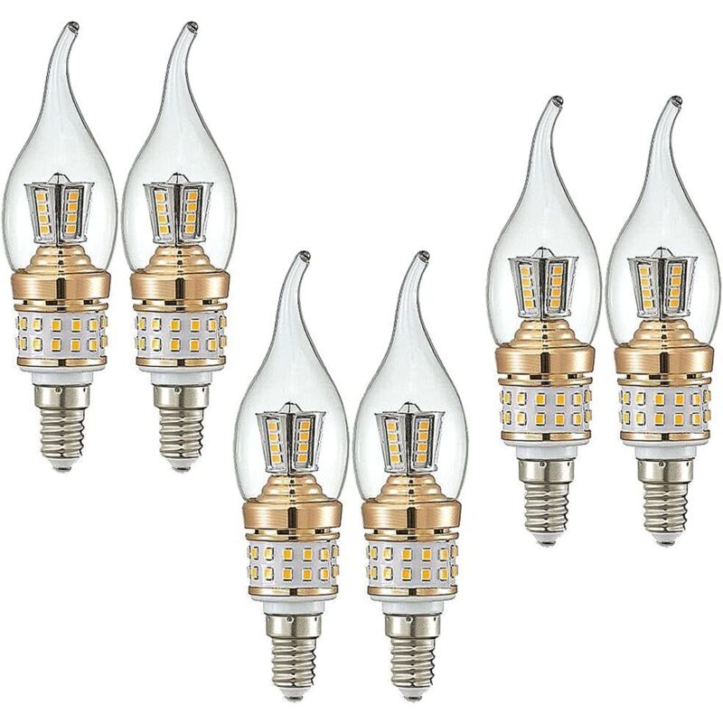 Led-kerzenlampen E14 10w Kleine Schraubsockel-lampen Für Kronleuchter, Nicht Dimmbar, Warmweiß 3000k, Energieeffiziente Vintage-glühbirnen (entspricht 90w), 6er-pack