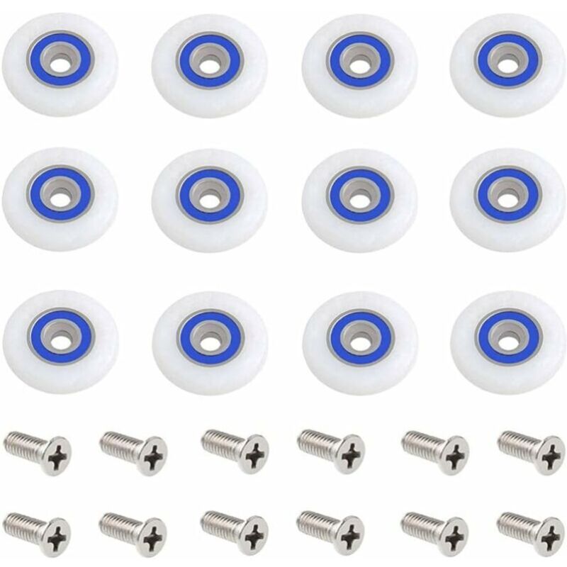 12 Stück Duschabtrennungsrollen, Ersatzrollen Für Duschtüren Mit Schrauben, 27 Mm Durchmesser