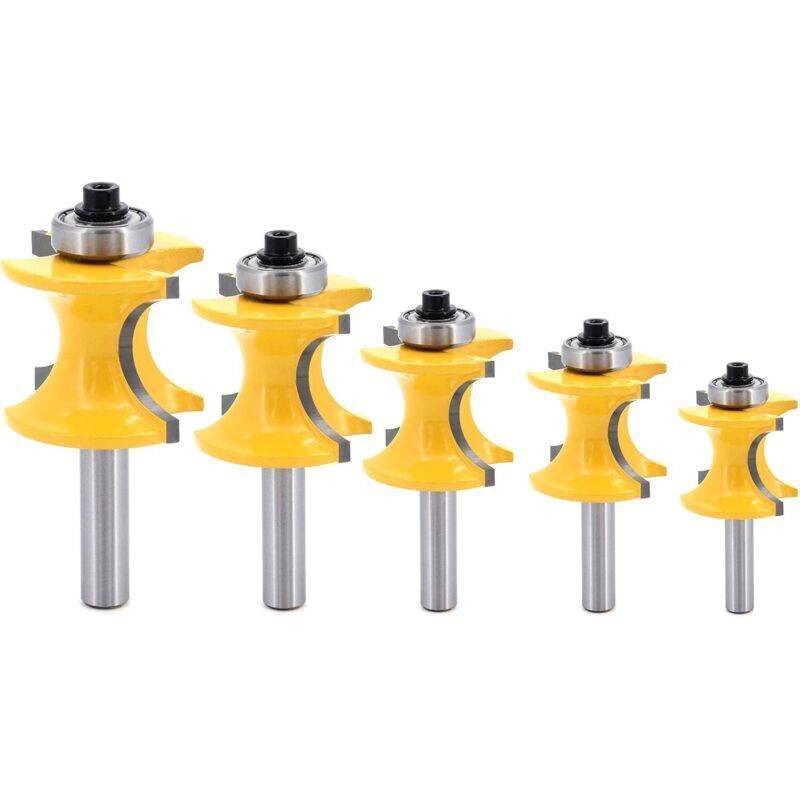 5-teiliges Set 8mm Kugelkopf-fräser Mit Schaft, Perlenprofil-fräser Für Holz, Radiusfräser Mit 1/4", 3/8"", 1/2"", 5/8"", 3/4"" Schneiden, Werkzeug Für Die Holzbearbeitung