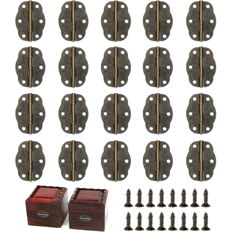 20 Stück Mini-scharniere Mit 120 Schrauben, Mini-rundscharniere, Klappbare Mini-scharniere, Antike Bronzescharniere Für Kleine Möbel, Alte Scharniere Für Holzkisten, Schmuckkästchen Und Schränke