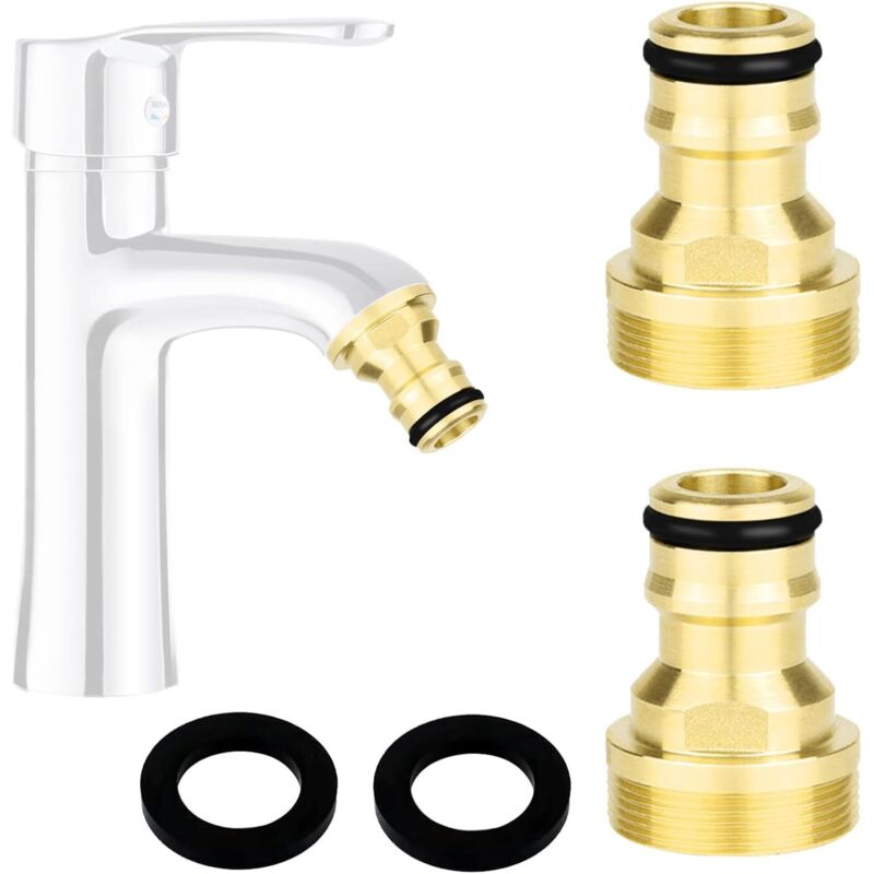 Hahnadapter Schlauchanschluss Messing M24 Küchenhahnadapter Für 2 Teile Und Schnelle Gartenschlauchverbindungen, Universeller Hahnanschluss (goldfarben)