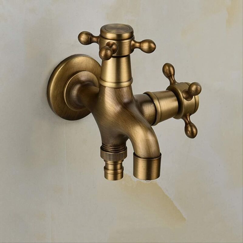 Hochwertiges Gebürstetes Doppel-waschmaschinenventil, Badezimmer-eckventil, Gartenmischer, Außenmischer