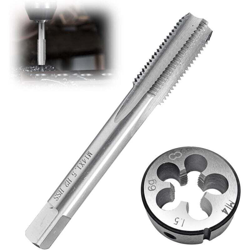 2-teiliges Set Gewindebohrer Und Schneideisen, M14x1,5mm Gewinde, Schneideisen Für Rohrleitungen, Gewindebohrer Aus Legiertem Werkzeugstahl, Rundes Gewindeschneidwerkzeug