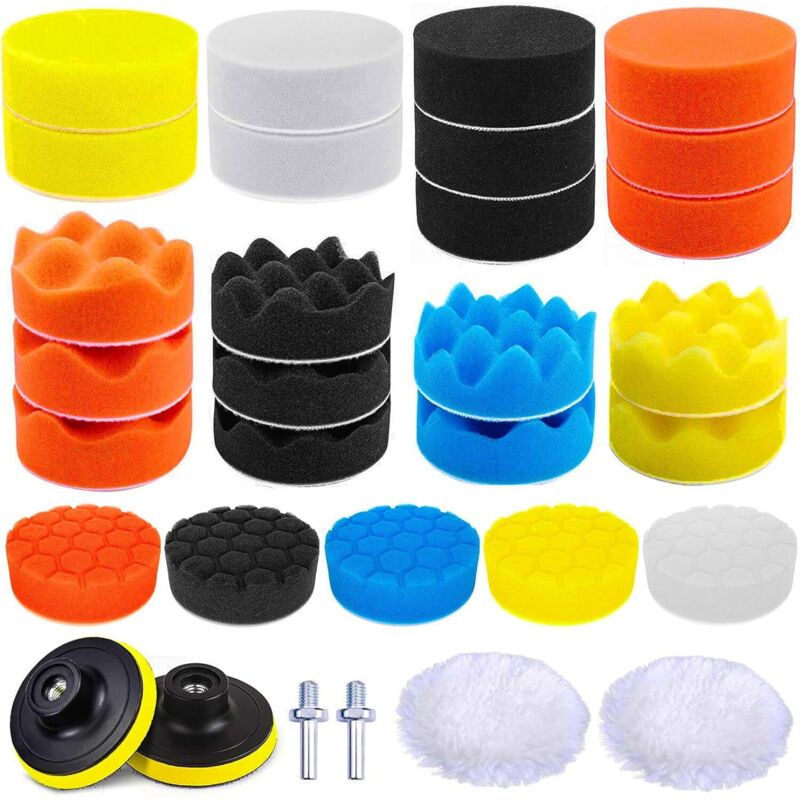31-teiliges Auto-polierset, 25 Polierschwämme Mit 7,6 Cm, 2 M10-adapter, Wollpolierschwämme, Polierscheiben, Ideal Zum Polieren Und Wachsen Von Autos