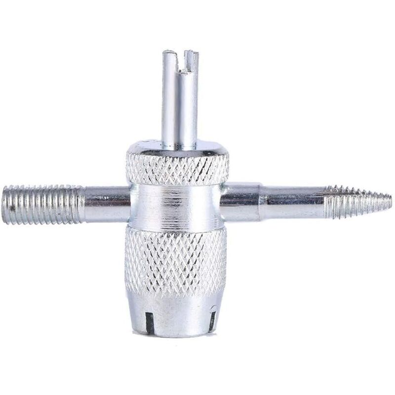 Reifenventil-demontagewerkzeug, Reifenventil-reparaturwerkzeug, 4-wege-ventilwerkzeug, Reifenventil-reparaturwerkzeug Für Auto, Motorrad, Fahrrad, Silber