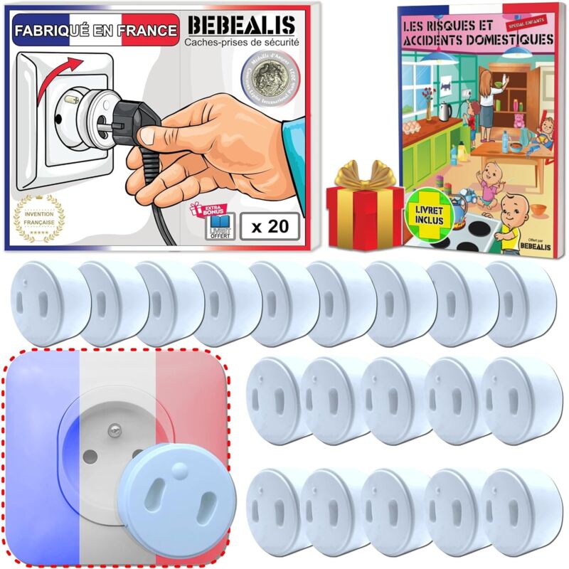 [20er-pack] Abnehmbare Französische Baby-steckdosensicherung [ohne Schlüssel Oder Klebstoff] - 100% In Frankreich Erfunden - Baby-steckdosenschutz - Haushaltssicherheit Und Kinderbetreuung Zum Schutz