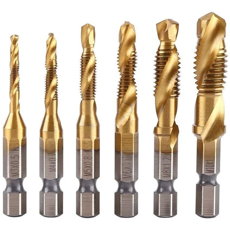 6-teiliges Metallbohrer-set, Kombination Aus Bohr- Und Gewindebohrern, Hss-bohrer Und Gewindeschneider Mit 1/4"-sechskantschaft, Vielseitiges Bohrer-set Zum Bohren In Metall Und Edelstahl