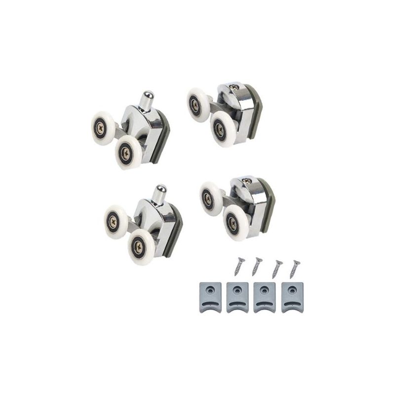 4 Stück Doppelrollen Für Duschtüren, Duschrollen Aus Zinklegierung (2 Oben + 2 Unten - 23 Mm), Höhenverstellbar