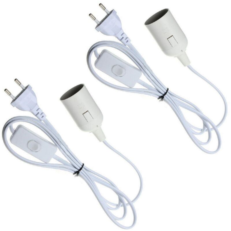 1,8m (2 Stück) Led-leuchten, E27-fassung Mit Kabel, Lampenhalter Für Glühbirne Mit Stromkabel, Stecker Und Schalter