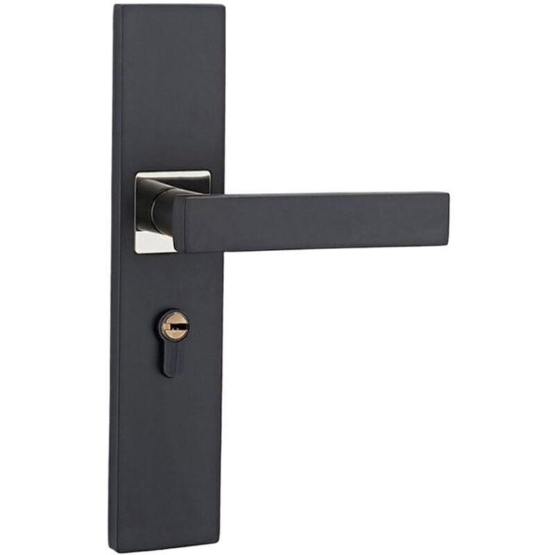 Türgriff, Holztürschloss Für Schlafzimmer, Leises Innentürschloss (schwarz/silber)