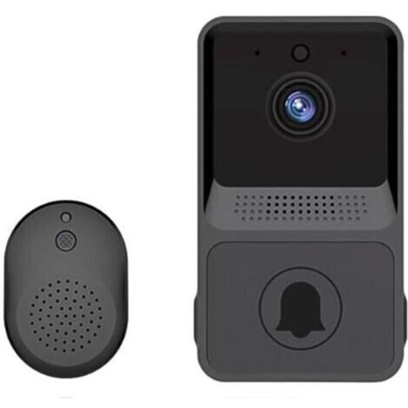 (noir) Kabellose Video-türklingel, Intelligente Wi-fi-video-türklingel Mit Gong, Türklingel-set Mit Hd-video, 2,4-ghz-wifi