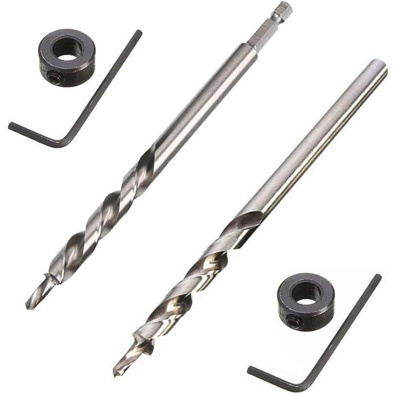 2 Stück 9,5 Mm Lochsägenbohrer Mit 6,35 Mm Sechskant- Und Rundschaft, Stufenbohrer Für Bohrschablonen Und Führungsbohrungen