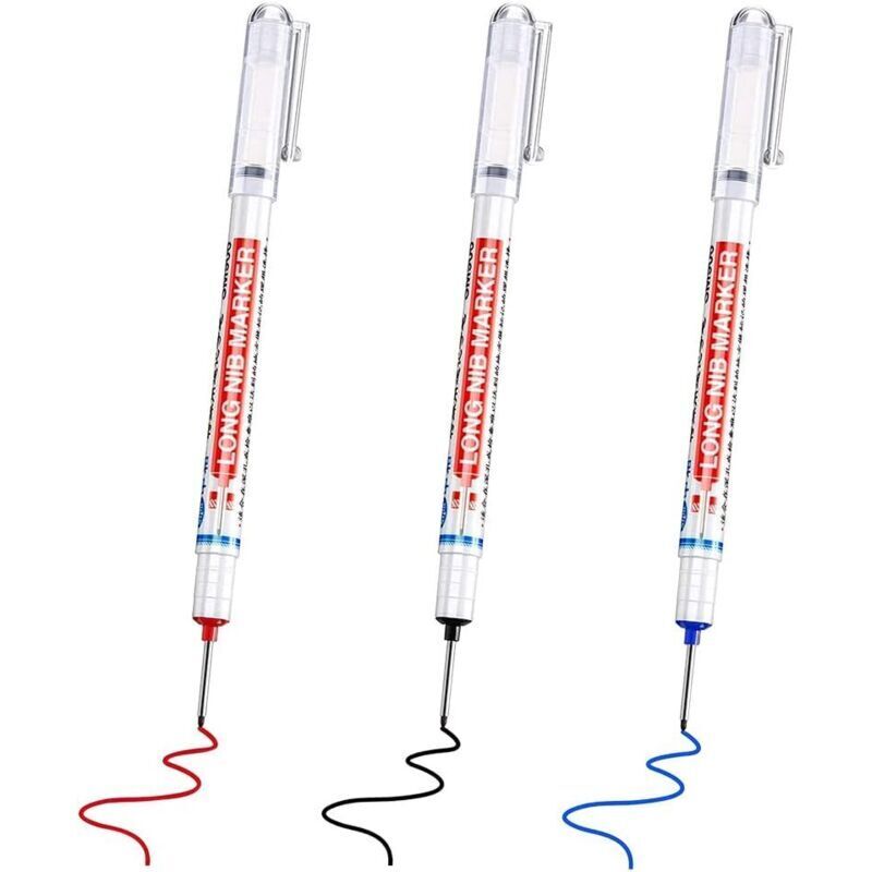 Tieflochmarker, Unlöschbarer Stift Mit Langer Spitze, Set Aus Zimmermannsmarkern, Robuste Zimmermannsbleistifte, Präzisionsbaumarktmarker