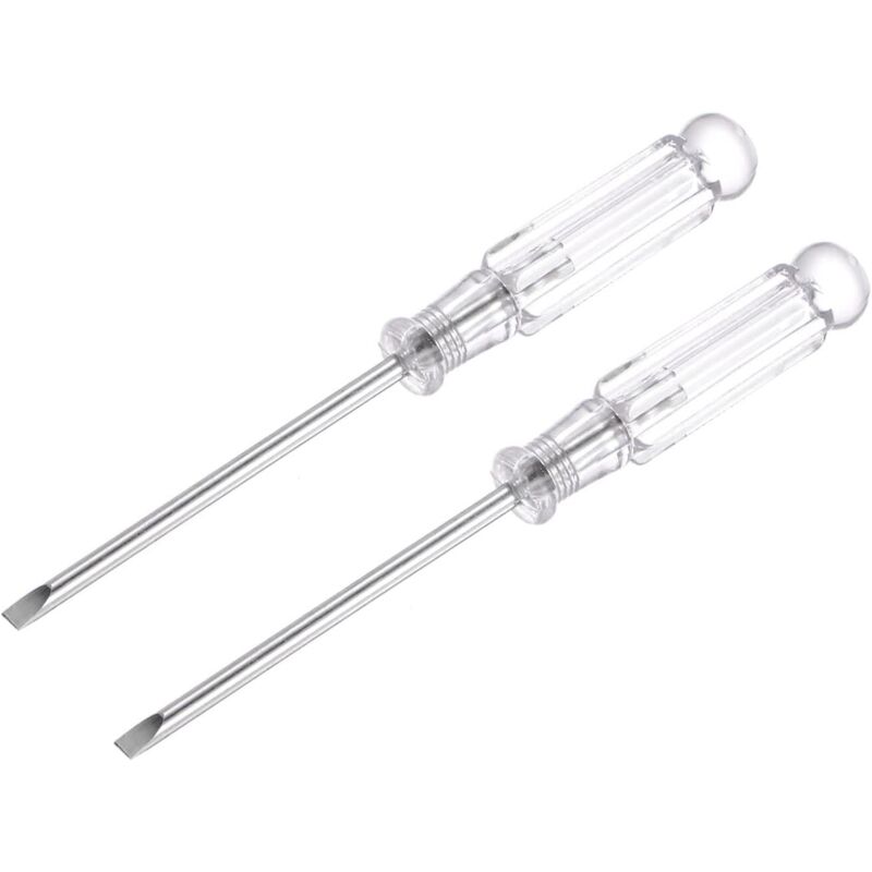Mini-schlitzschraubendreher, Flacher Kopf 3,0 Mm Mit Transparentem Griff Für Kleingeräte, 2 Stück