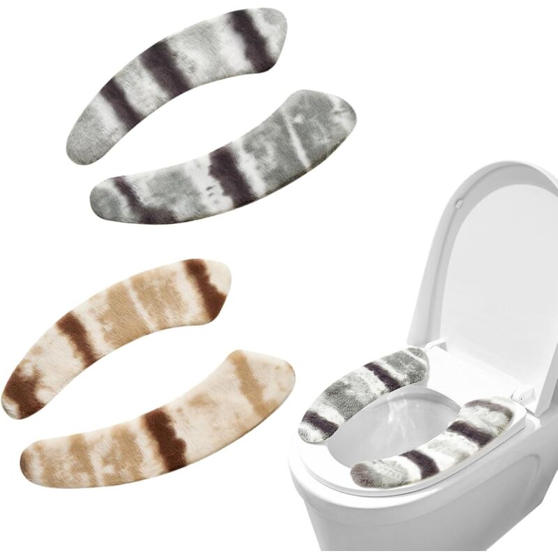 2er-set Warme, Waschbare Wc-sitzbezüge – Aus Dickem Plüsch Mit Tpr-klettverschluss – Rutschfeste Universalabdeckung Für Alle Toiletten