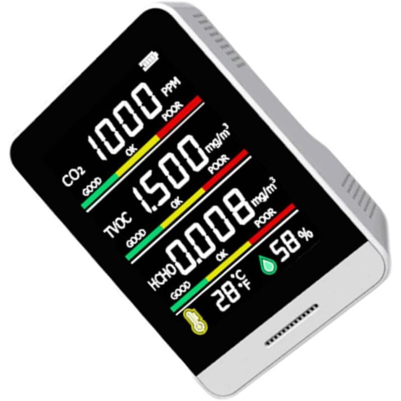 Co2-detektor Luftpartikeltester Digitaler Wandler Feuchtigkeitsmesser Sensoren Luftqualitätsanalysator Monitor Co2-detektor Weißer Sensor