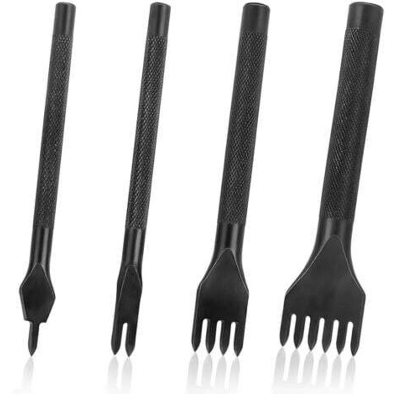 4-teiliges Werkzeugset Für Lochstanzer, 4mm Diy Lederwerkzeuge, Stahl-stanzwerkzeug Zum Nähen Und Schnüren, Set Mit 1/2/4/6 Zinken