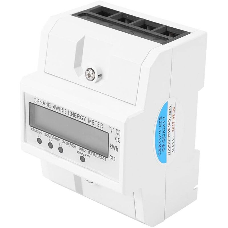 Drehstromzähler 4-leiter 80a – Digitales Lcd 3 X 20 – Din-schienenmontage – Genauigkeitsklasse 1 Iec62053