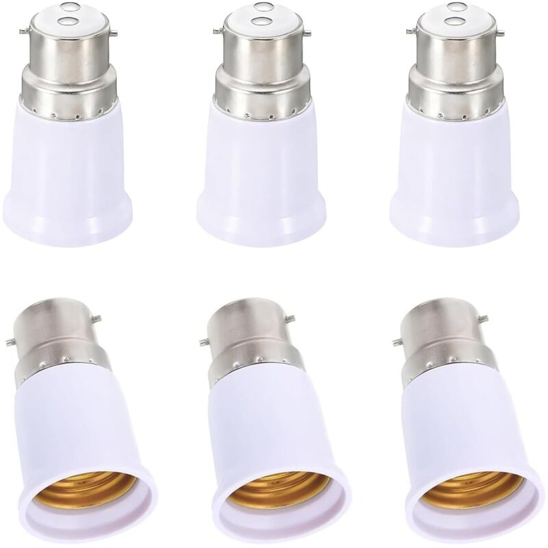 6 Stück Adapter B22 Auf E27, Sockelumrüster Bajonett B22 Zu E27, Kompatibel Mit Led-glühbirnen, Glühlampen, Sockeladapter, Halogen- Und Cfl-lampen, Für Hausbeleuchtung