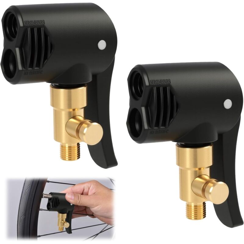 2 Stück Auto-reifenventiladapter, Messing-luftventile, Universell Mit Verriegelungshebel Und Entlüftungsventil, Zubehör Für Luftpumpen Kompatibel Mit Auto, Motorrad, Fahrrad