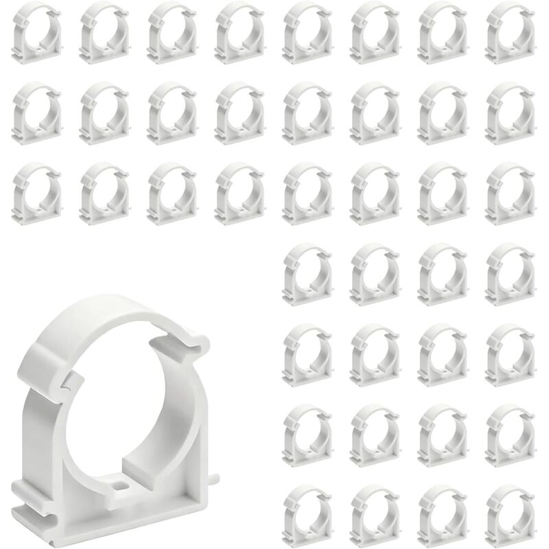 40 Stück Kabelbinder 16 Mm Aus Kunststoff, Clips Für Rohr Ø16, U-förmige Pvc-kabelbinder Zur Befestigung Von Leerrohren Und Wasserleitungen (weiß, Wandmontage Möglich)