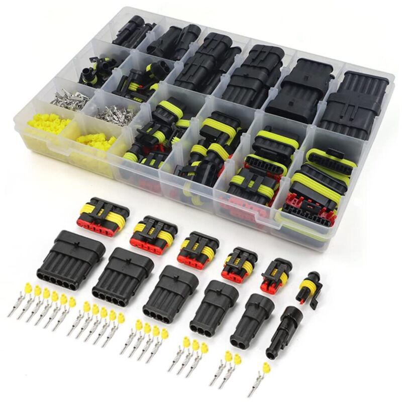 708 Stück Wasserdichte Steckverbinder, Wasserdichte Stecker Für Auto 1, 2, 3, 4, 5, 6-polig Für Motorrad, Roller, Auto, Lkw, Wohnwagen, Männlich Und Weiblich Mit Kfz-flachsicherung