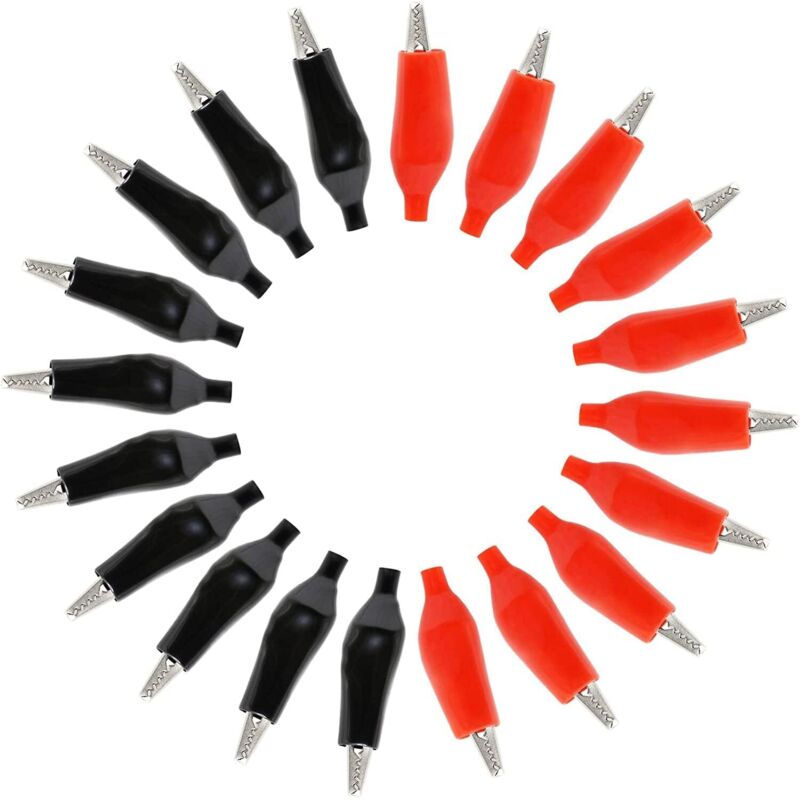 20 Sicherheits-krokodilklemmen Aus Metall, 35 Mm, Elektrische Klemmen, Isolierte Sicherheits-krokodilklemmen Für Testsonden (schwarz Und Rot)