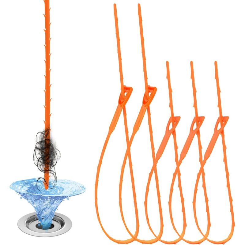 5-teiliges Flexibles Reinigungsset: 64 Cm Lange, Wiederverwendbare Spirale Für Waschbecken, 50 Cm Langer Mehrzahn-abflussreiniger Für Toiletten.