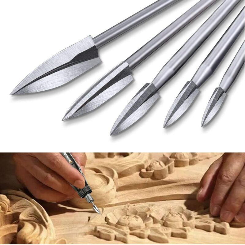 Holzgravurfräser, 5-teiliges Set Von Schnitzwerkzeugen Für Rotierende Werkzeuge Mit 1/8-zoll-schaft, Universell Passend Für Drehwerkzeuge