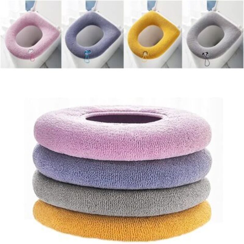 4 Stück Toilettensitzbezug, Toilettensitzabdeckung, Wc-sitzbezug, Antibakteriell, Waschbarer Warmer Stoff-toilettensitzbezug