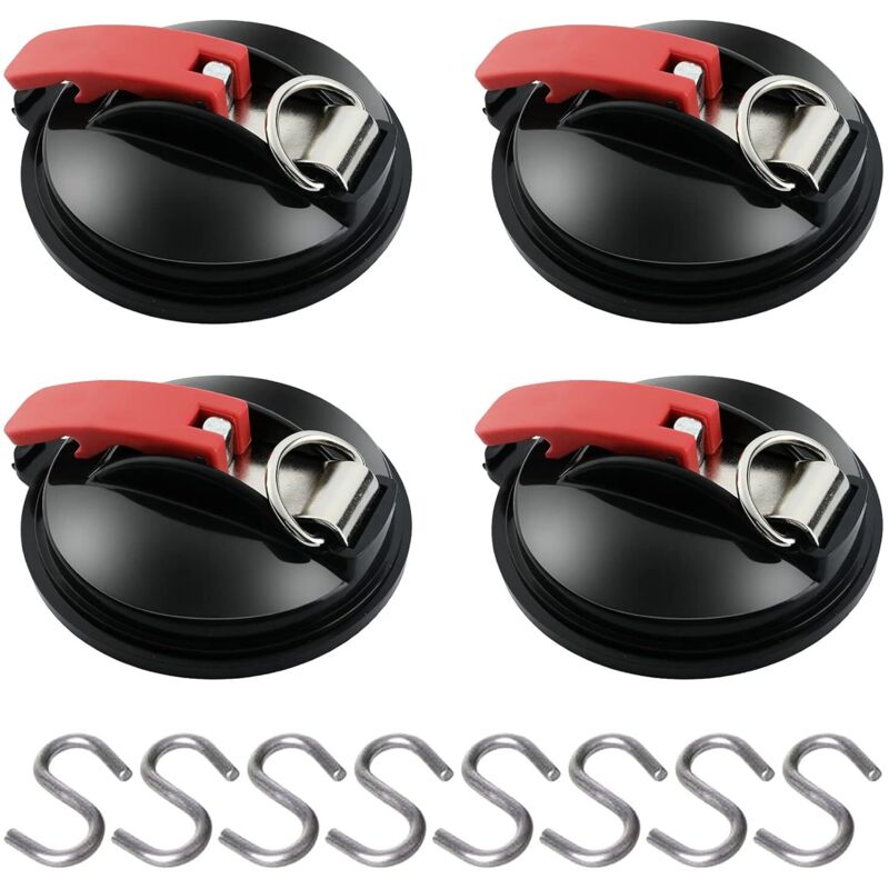 4-teiliges Saugnapf-ankerset Mit Befestigung Für Zurrhaken, 8 S-haken, Saugnapf-befestigungshaken Für Vordach, Seitliche Zeltwand, Autozubehör, Campingplanen-zubehör