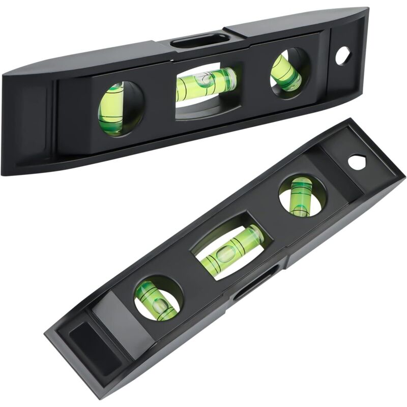 2 Stück Wasserwaagen, 153 Mm Mini-wasserwaage, Magnetische Torpedo-wasserwaage Mit 3 Blasen 45°, 90°, 180°, Schwarz
