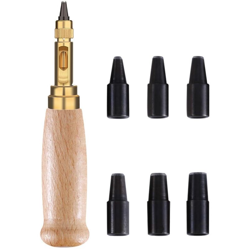 6-in-1 Automatische Lochzange Für Leder – Komplettset Mit Austauschbaren Stahlstempeln (1–5 Mm) Aus Kohlenstoffstahl, Rutschfester Griff, Lederwerkzeuge Für Handarbeiten
