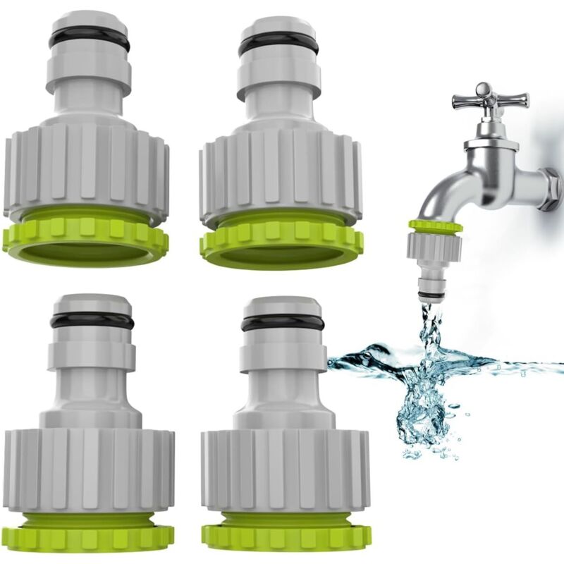 2-in-1 Wasserhahnadapter – 4er Pack, 1/2“ Und 3/4“ Gartenwasserhahnanschluss, Schlauchverbindungsset Für Die Gartenbewässerung