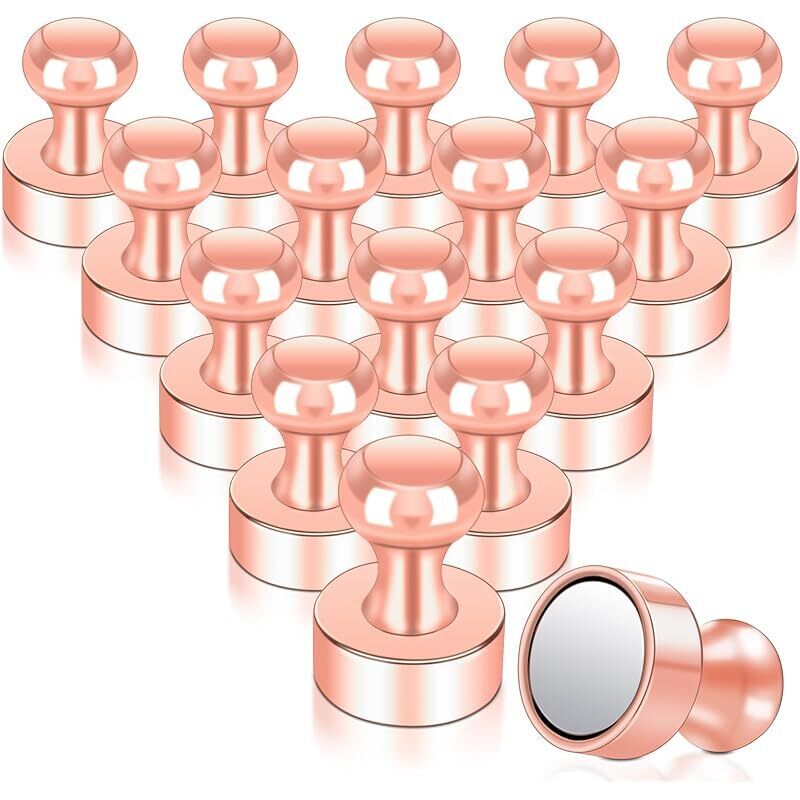 Starke Magnete, Extra Starke Neodym-magnete, 16er-pack Mini-kühlschrankmagnete, Magnetische Tafel, Kegelförmige Magnete, Lochwand, Anschlagbrett, Roségold