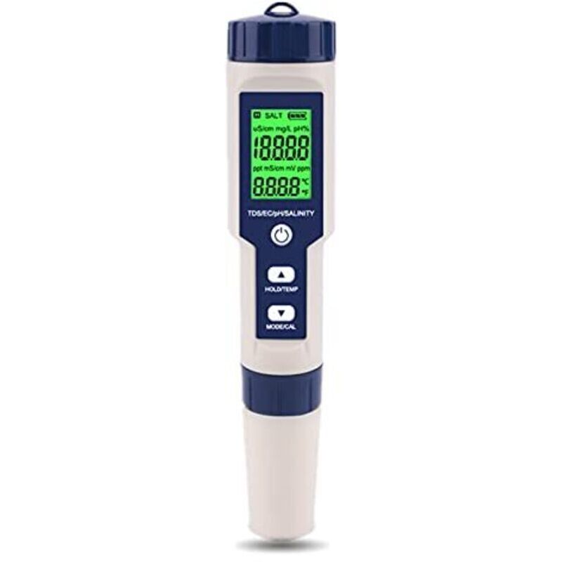 5-in-1 Digitaler Wassertester – Ph, Tds, Ec, Salzgehalt, Temperatur – Leicht Und Tragbar Für Labor Und Garten