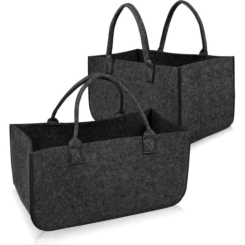 Set Aus 2 Filztaschen Für Kaminholz - Faltbar - Anthrazit