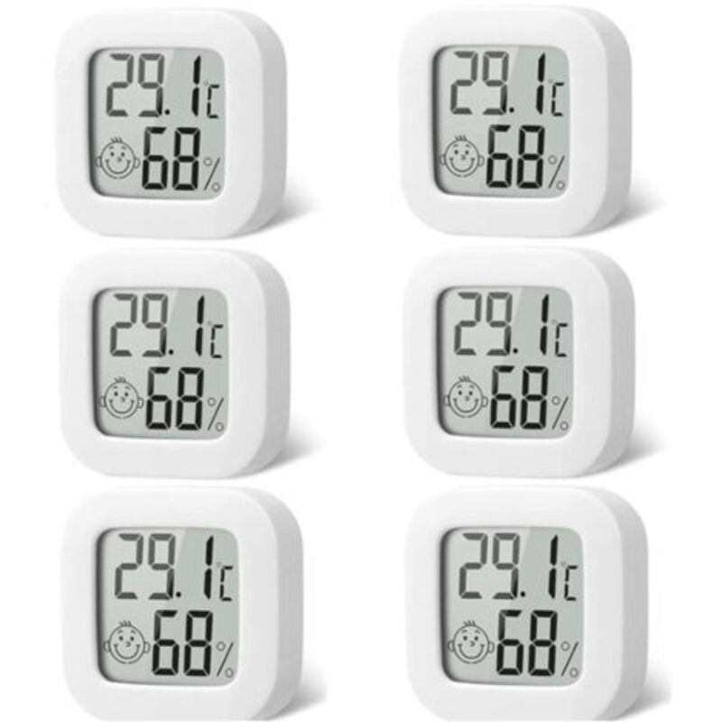 6 Stück Mini Innenthermometer Für Zuhause - Digitaler Thermometer Und Hygrometer Mit °c/°f Funktion, Temperatur- Und Feuchtigkeitsmesser Für Zuhause -50 °c Bis 70 °c, 10% Bis 99% Rh, Geeignet Für Haus