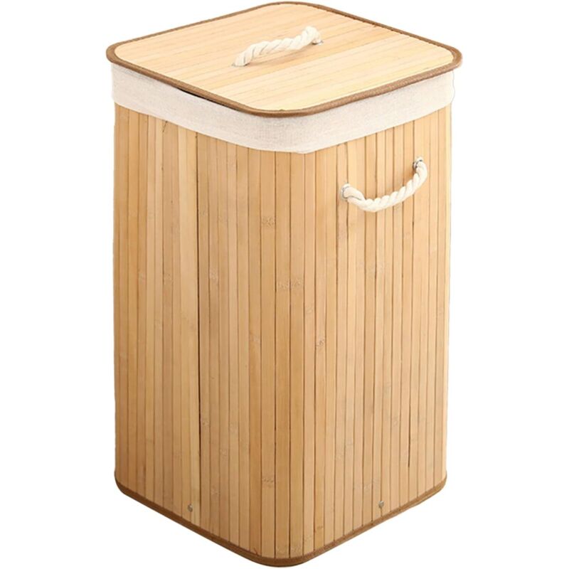 Faltbarer Wäschekorb Aus Bambu – Herausnehmbarer Baumwoll-innenbeutel – Maße 60x35x35 Cm – Gewicht 1,6 Kg – Elegante Und Langlebige Aufbewahrung