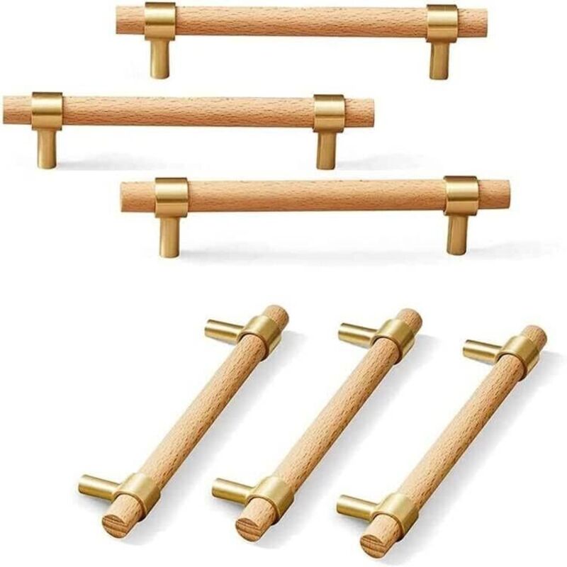 Holzgriff Für Möbel, 6 Stück Holzgriffe – Schrankgriffe Aus Holz, Küchenschrankgriffe Aus Holz, Lochabstand 96 Mm