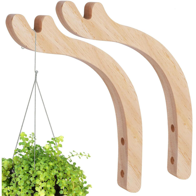 2er-set Wandhaken Aus Holz Für Zimmerpflanzen, Robuste Aufhängung Für Laternen, Blumenhalter, Töpfe, Windspiele, Pflanzkörbe Und Hängekörbe