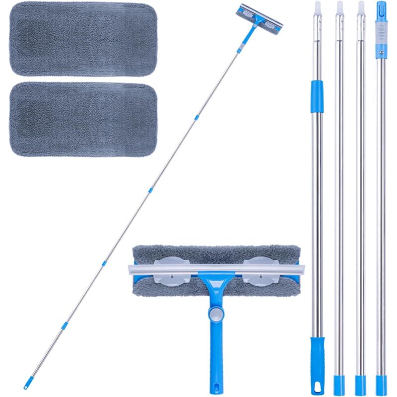 3-in-1 Fensterreiniger-kit (3,7 M) Mit Teleskopischem Stiel, Ausziehbarer Fensterwischer Mit Abzieher (31 Cm) Für Hohe Innen- Und Außenfenster
