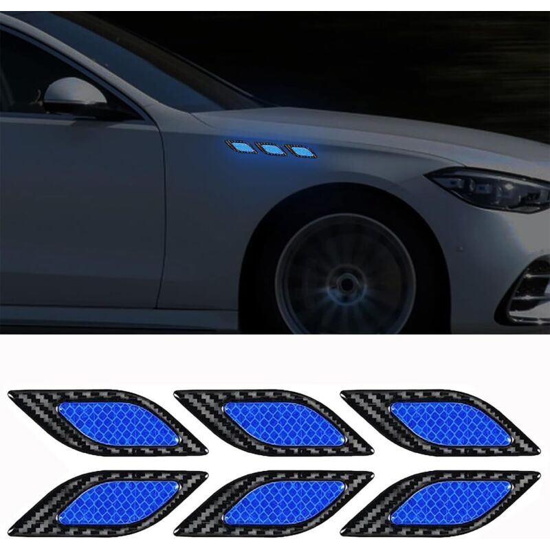 6 Stück Reflektierende Aufkleber Für Fahrzeugflügel, Reflektierende Warnaufkleber, Reflektierende Anti-kollisionsstreifen, Reflektierende Seitenaufkleber Für Autos (blau)