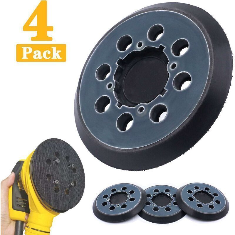 Satz Von 4 Schleifpads 125 Mm – 8 Löcher Für Exzenterschleifer Dwe6423 – Hochdichter Klettverschluss Für Starken Halt